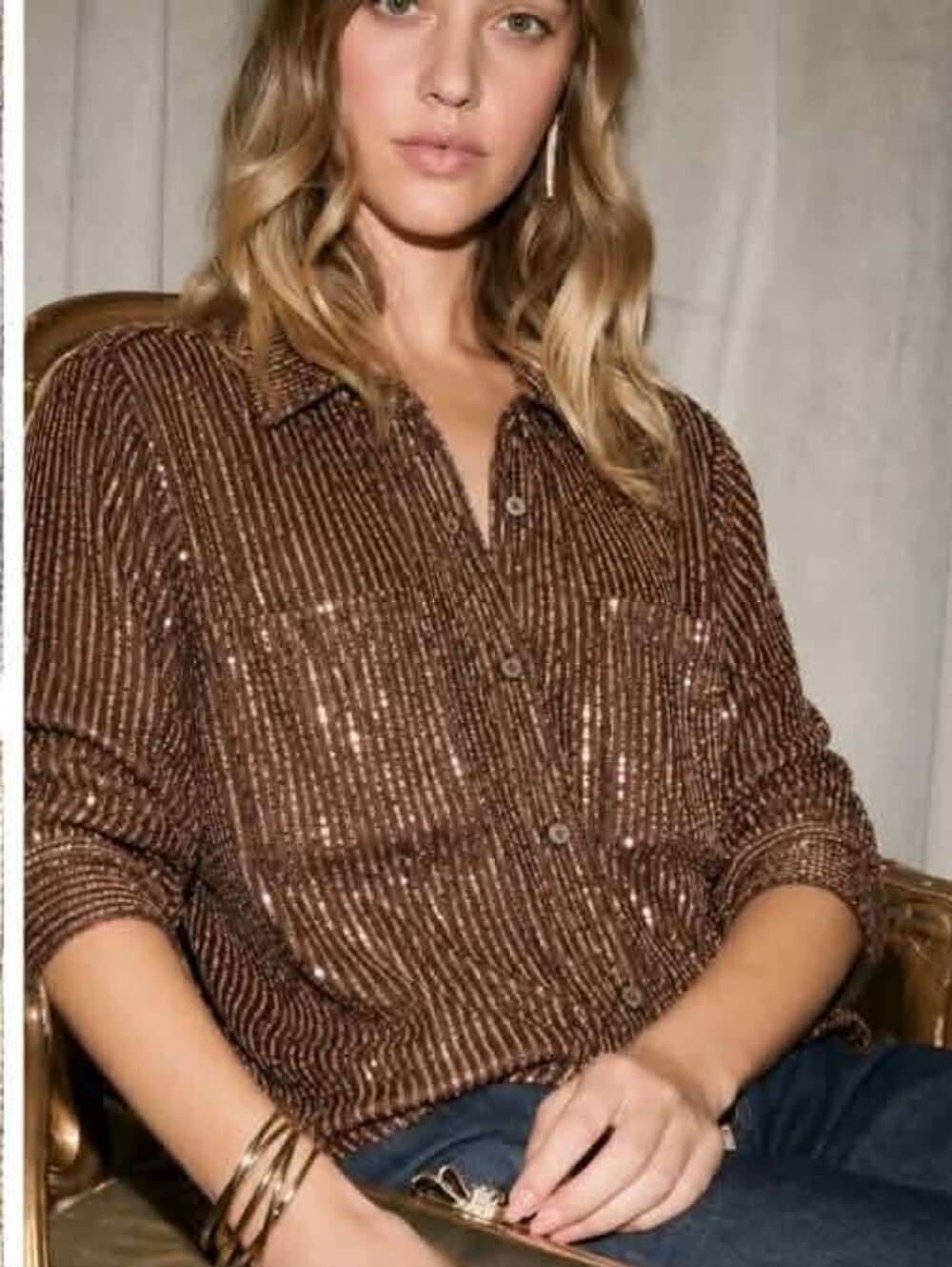 The Remie Sequin Buttondown by Anthropologie